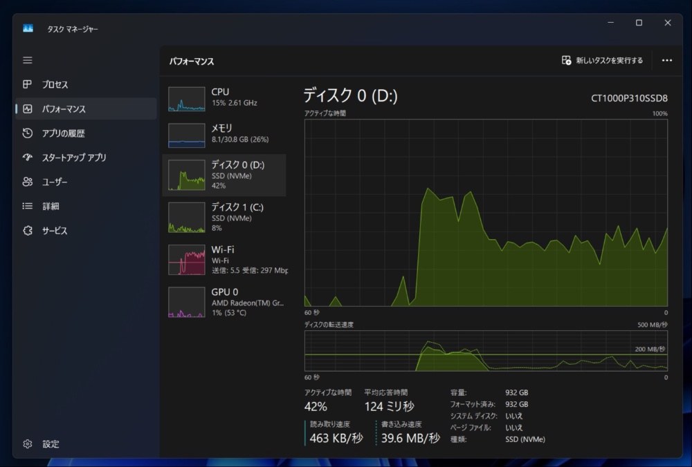 SSD 2枚目（増設したCrucial P310)