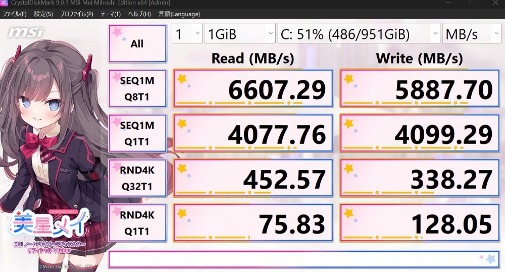 Cドライブ速度計測 ― 1年以上VTuber業務で酷使したSSD、それでもまだ速い