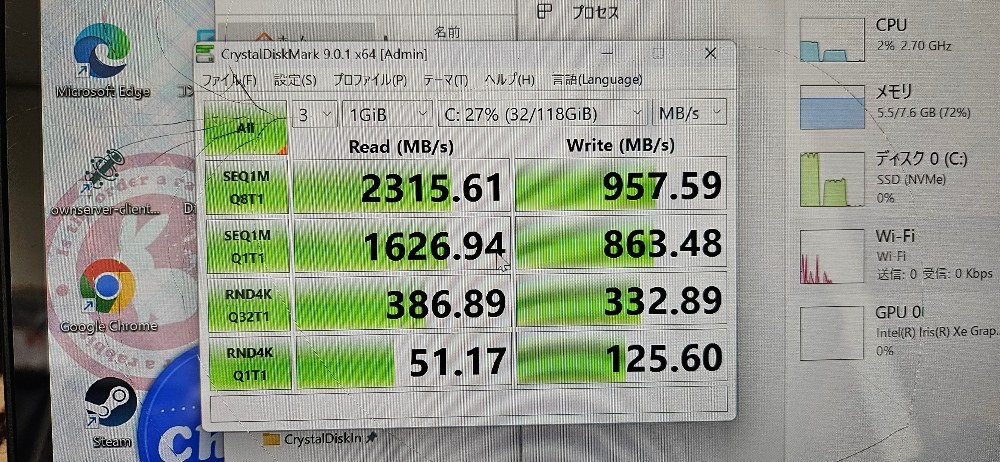 搭載されてるM.2SSDの速度
