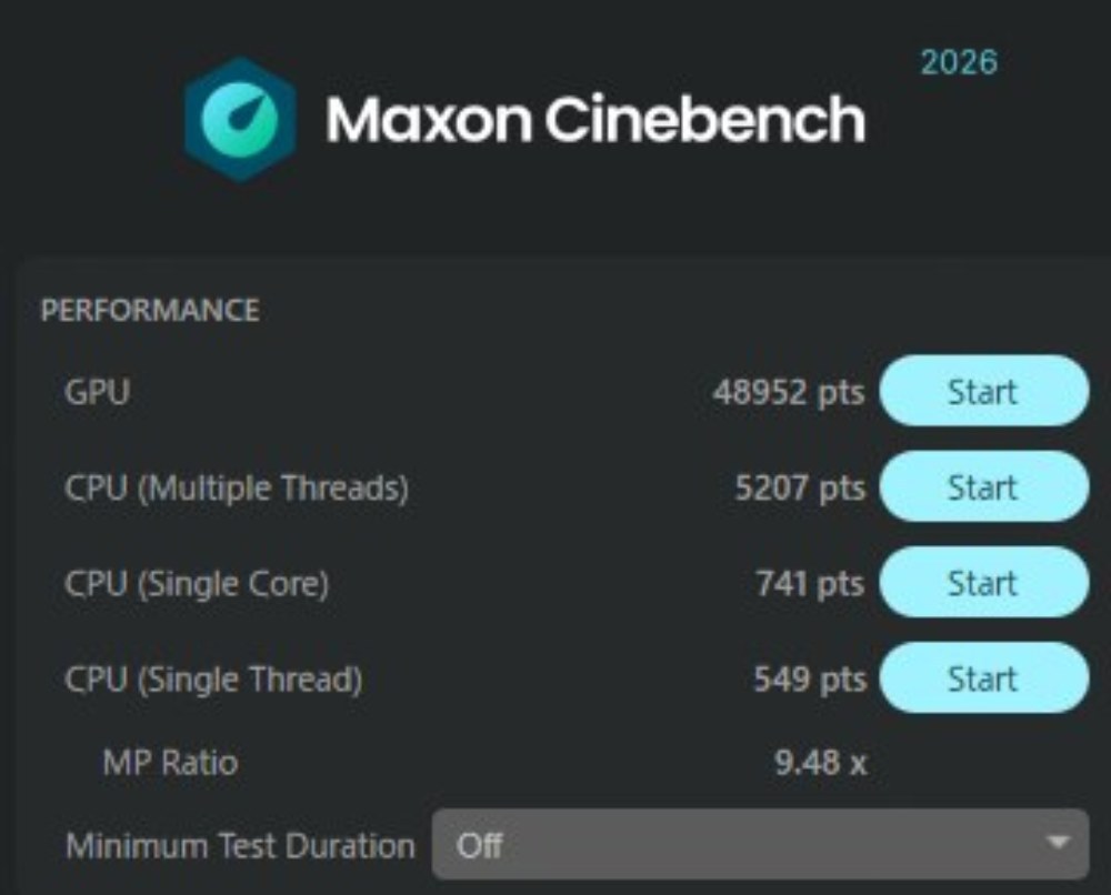Cinebench2026のスコア