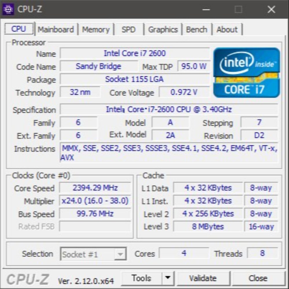 Core i7 2600(SandyBridge/LGA1155)