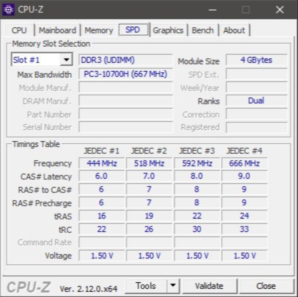 DDR3@665 MHz (9-9-9-24)