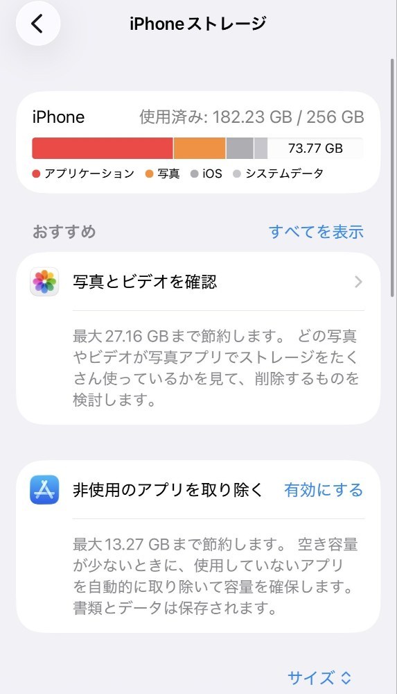 ストレージは256GB