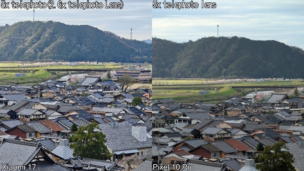 5倍望遠はほぼ互角、もしくはXiaomiの方が綺麗