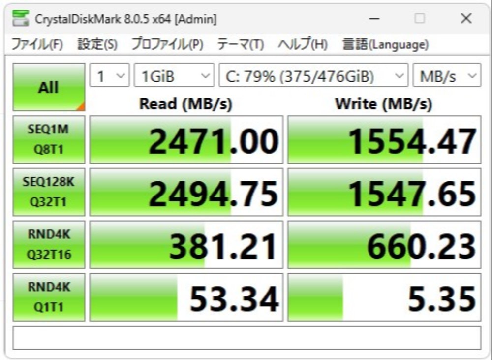 CrystalDiskMarkの画像もあった