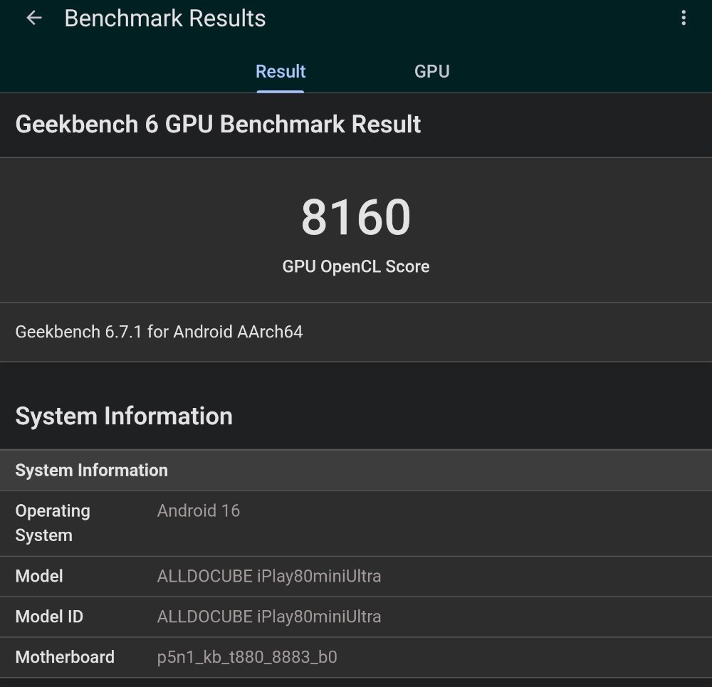 GeekbenchのGPU系だけは床置き強引冷却である程度まともなスコアに　S22は5542なのでそれより上