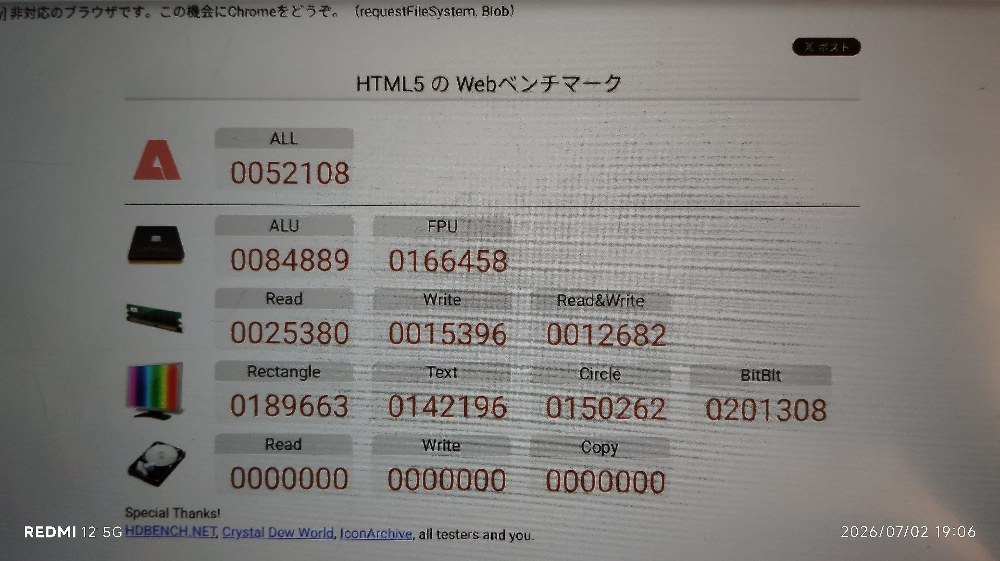毎度恒例HTML5のWebベンチマーク(やっぱりディスクなし)