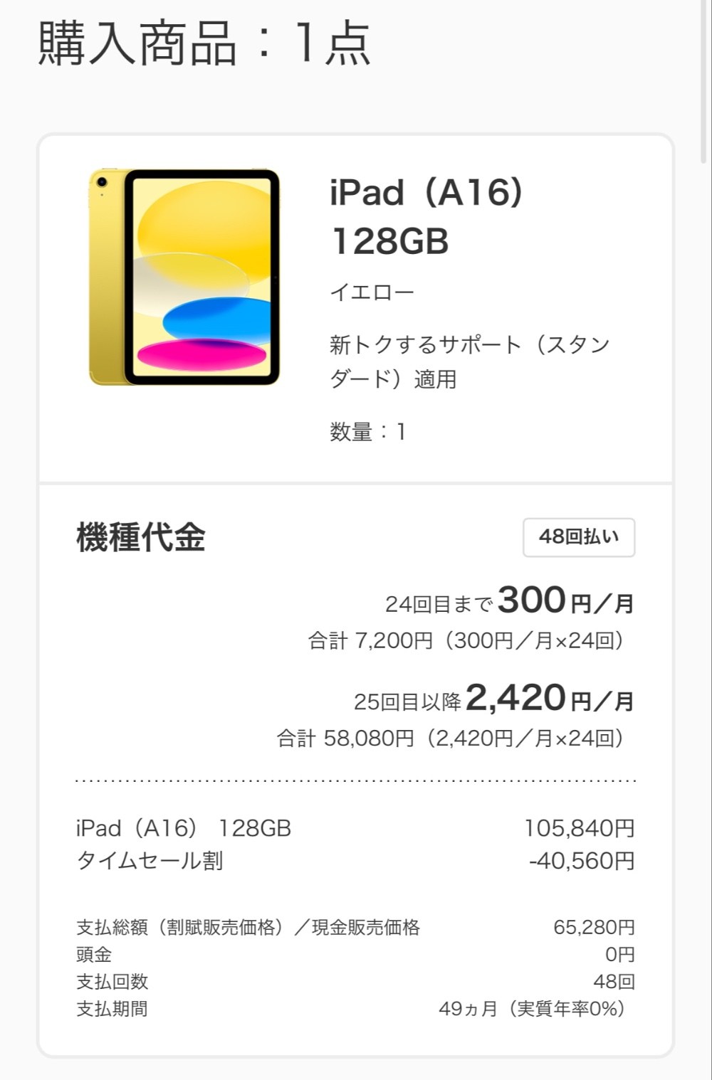 実際に私が契約中のiPadです
