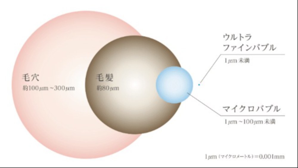 引用元：株式会社MTG『ファインバブルは、目に見えないとても小さな泡』  https://fine-bubble-labo.jp/about/