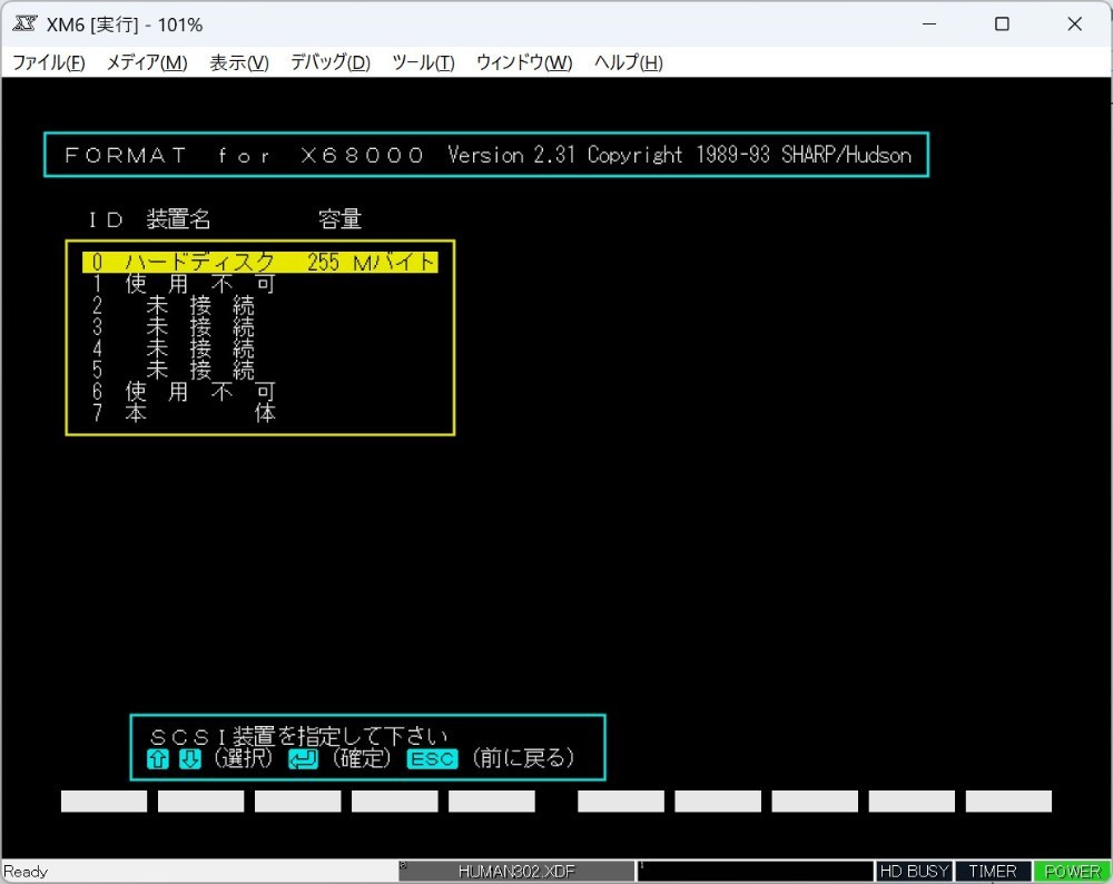 見つかったハードディスクを初期化