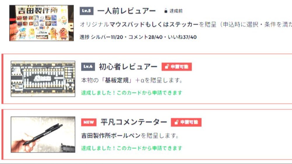 一人前レビュアーは何回でも申し込めるので2週目の進捗が表示されている