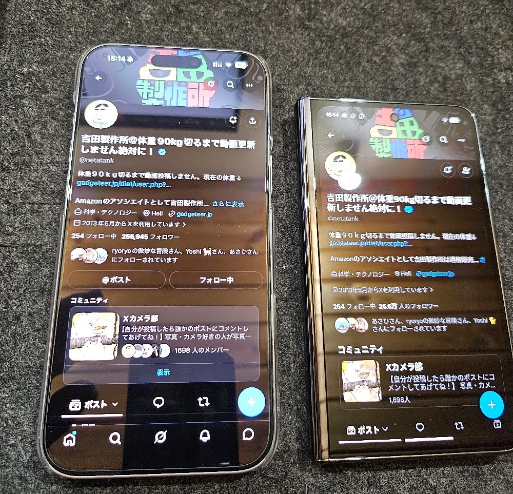 左：iPhone17 Pro Max   右：Pixel Fold