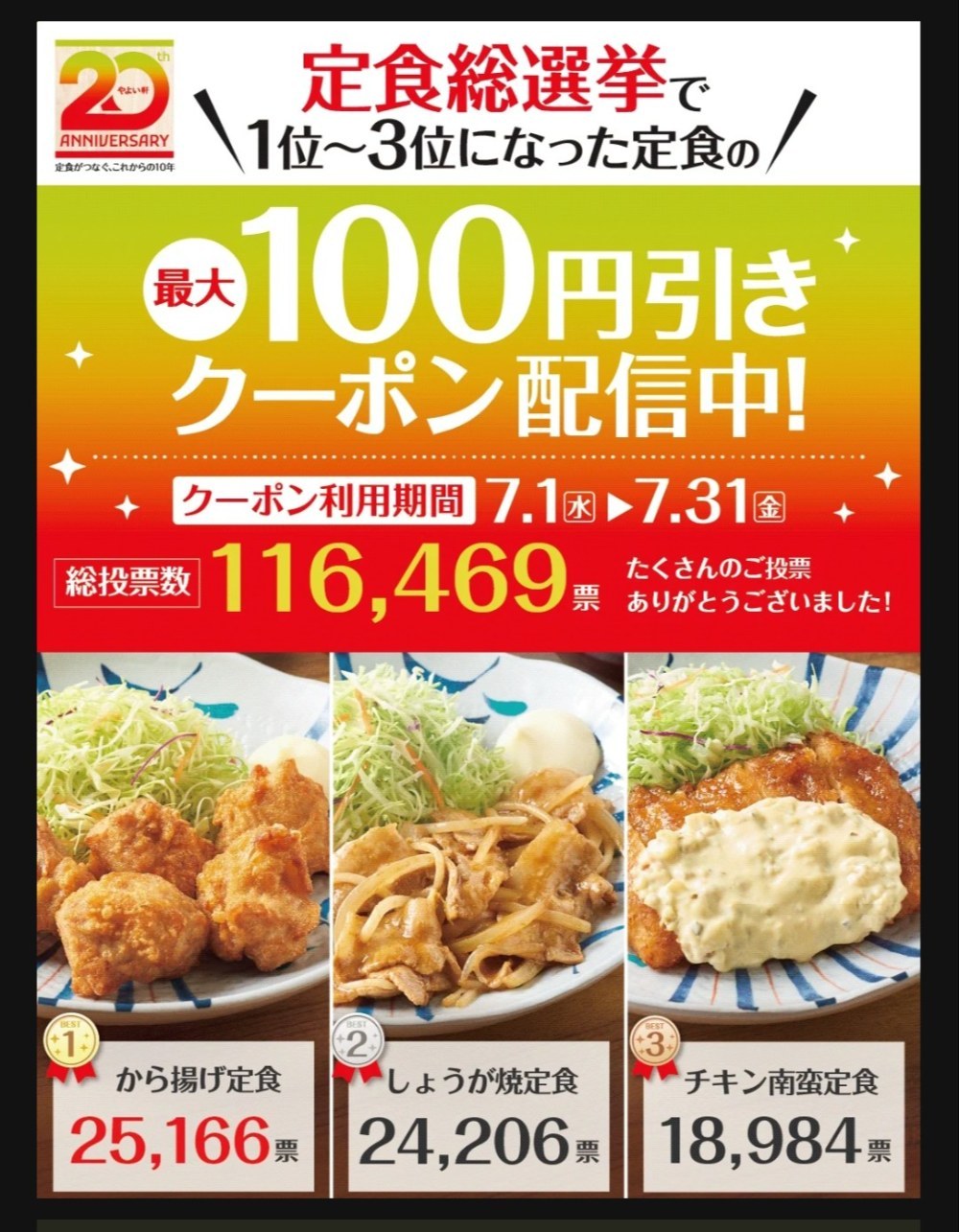 引用:やよい軒7/31まで100円引き※要アプリ