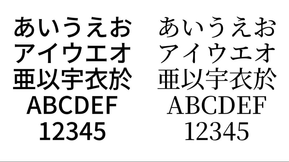 左：Noto Sans JP　右：Noto Serif JP
