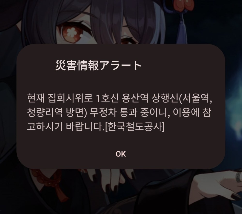 なんかデモ？かなにかで地下鉄が封鎖されてるよ，ってお知らせ