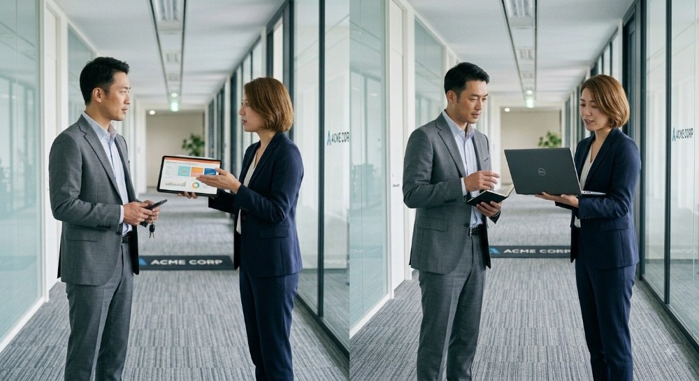 左:タブレット 右:PC