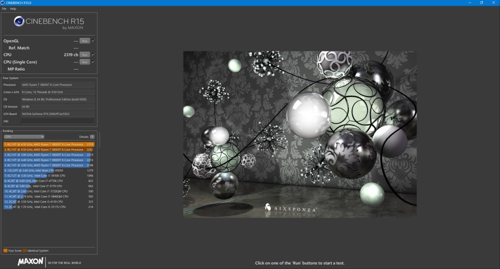 CINEBENCHR15のスコア