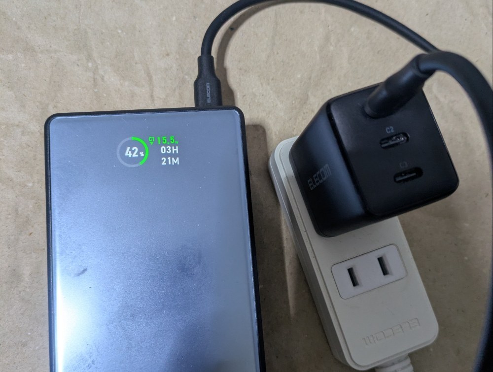 時間00:40、残量42%、15.5w