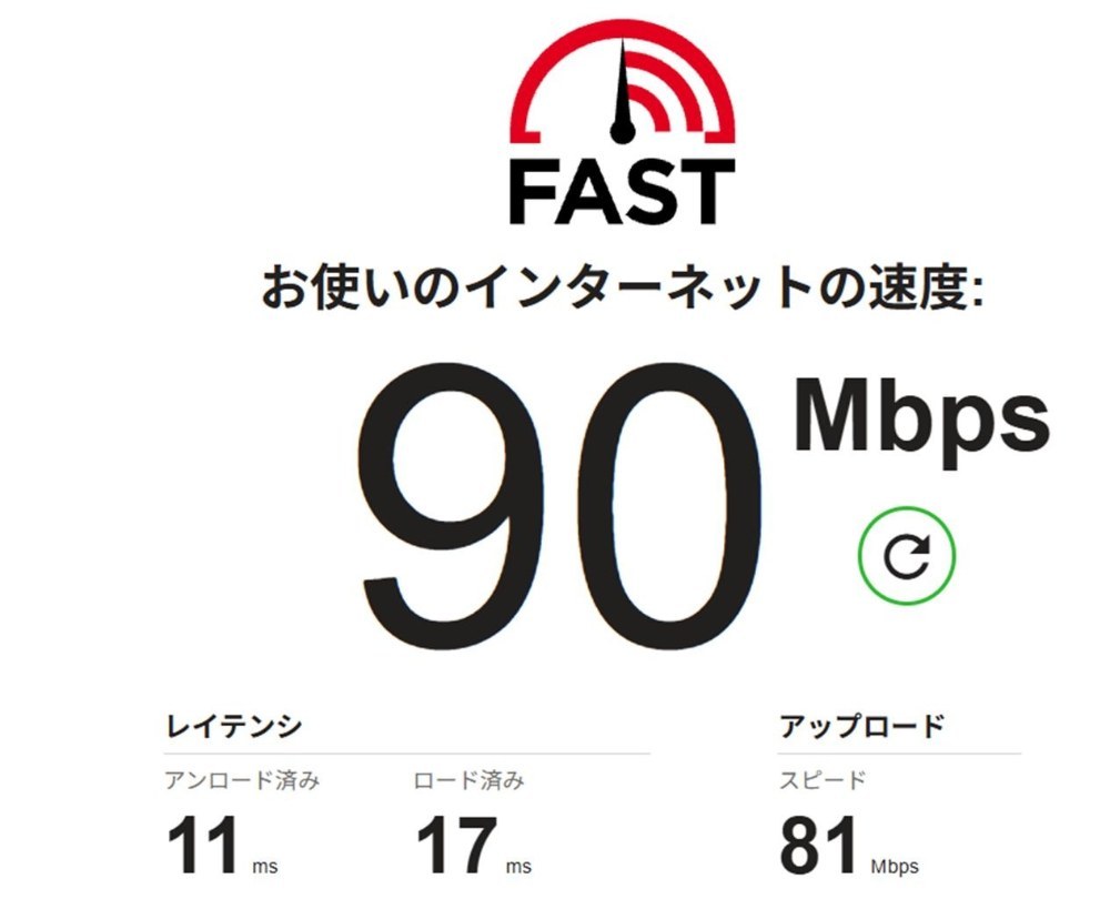 でも1Gbpsで契約していて、90Mbpsしか出ないというのも、なかなか遅いですね。