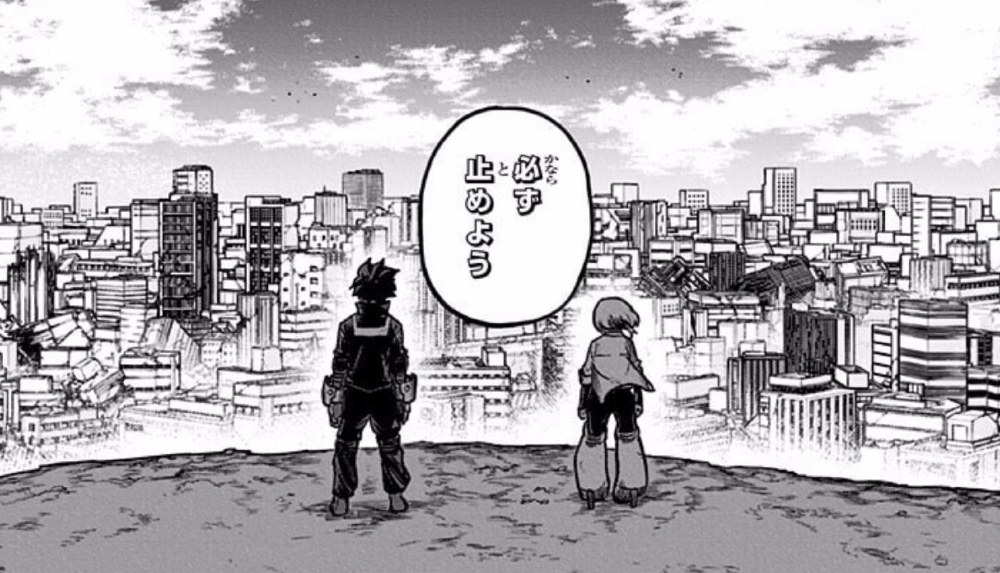 二人がヴィランと最後まで向き合うことを誓った１コマ
