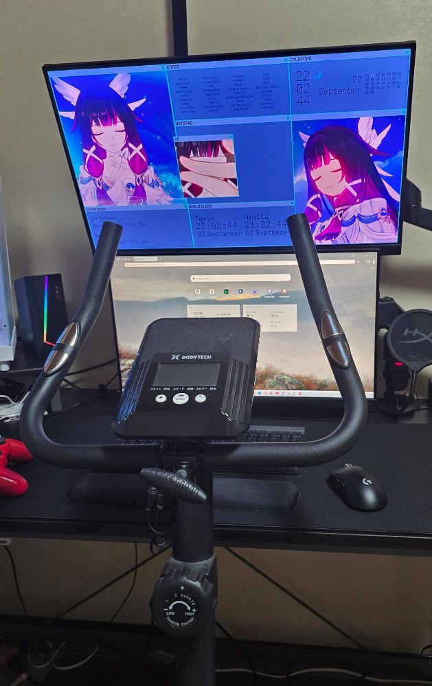 !エアロバイクをPCの前に設置!