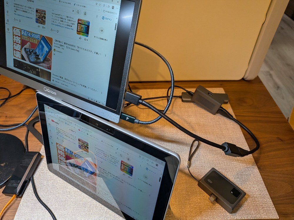 送信機は外して、Windowsの「ワイヤレスモニターに出力」の機能で出力している様子