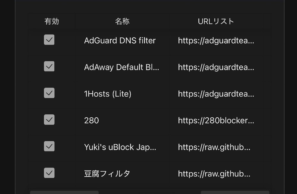 使ってるフィルタ