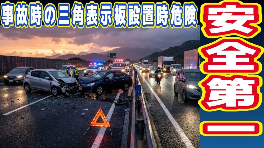 高速道路で車が不動になった場合には三角表示板を！