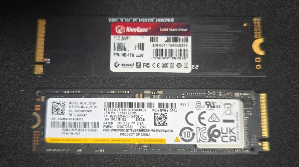 2枚のSSD