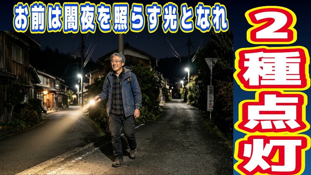 ライト片手に夜道を彷徨うおっさん