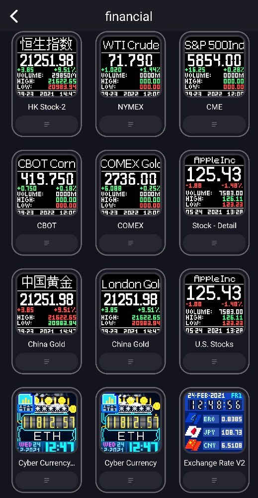 financialテーマのフェイス一覧