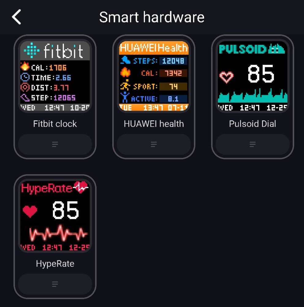Smart hardwareテーマのフェイス一覧