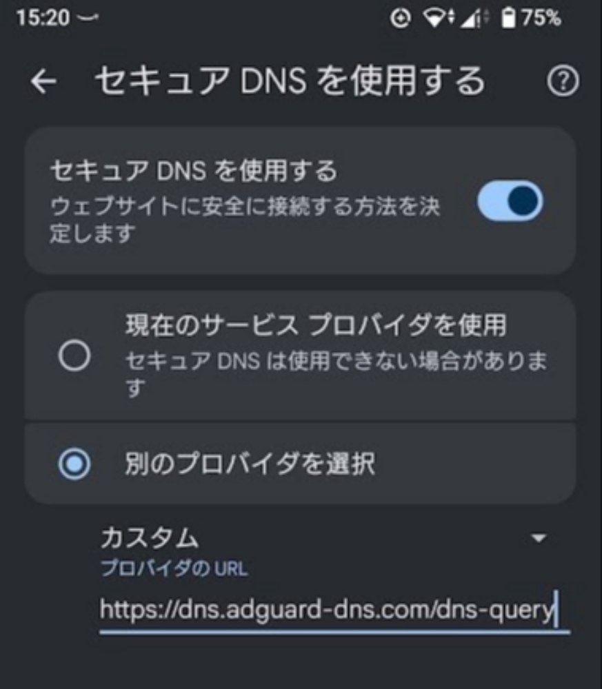 AdGuard設定後の画面