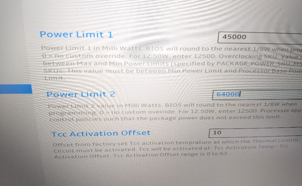 →Power Limit 2を変更すればOK